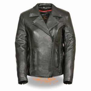 Milwaukee Leather Women's Braid and Stud Leather Jacket - 4X Black